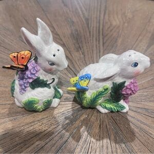 Christopher Radko Fern Meadow Salt & Pepper Shakers Spring Bunnies Easter NIB